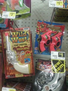 Toy guns on the shelf of a dollar store